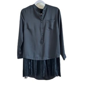 Sisley Women's Mini Shirtdeess Black Size S Long Sleeve
